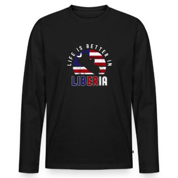 Liberia Flag Liberians - Men's Premium Organic Long Sleeve Shirt - black - Front - Nico (187cm)