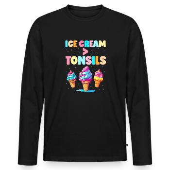 Amygdalectomie, récupération, amygdalectomie - T-shirt manches longues Premium bio Homme - noir - Devant - Nico (187cm)