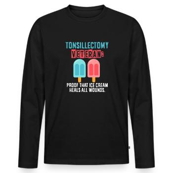 Amygdalectomie, récupération, amygdalectomie - T-shirt manches longues Premium bio Homme - noir - Devant - Nico (187cm)