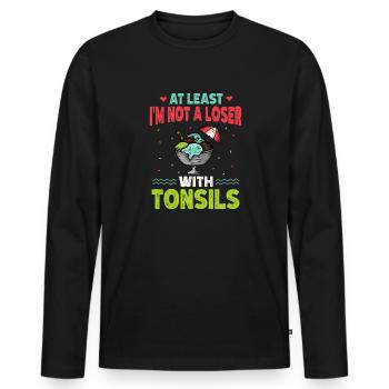 Tonsillektomie Genesung Mandelentfernung - Männer Premium Bio Langarmshirt - Schwarz - Vorne - Nico (187cm)