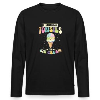 Amygdalectomie, récupération, amygdalectomie - T-shirt manches longues Premium bio Homme - noir - Devant - Nico (187cm)