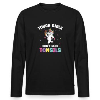 Amygdalectomie, récupération, amygdalectomie - T-shirt manches longues Premium bio Homme - noir - Devant - Nico (187cm)