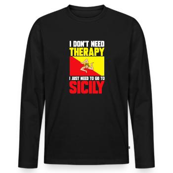 Sicily Flag Italy Sicily - Men's Premium Organic Long Sleeve Shirt - black - Front - Nico (187cm)