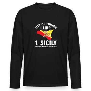 Bandiera Sicilia Italia Sicilia - Maglia a manica lunga ecologica premium da uomo - nero - Fronte - Nico (187cm)