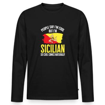 Sizilien Flagge Italien Sizilien - Männer Premium Bio Langarmshirt - Schwarz - Vorne - Nico (187cm)