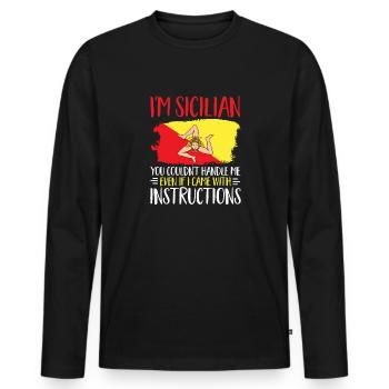 Bandiera Sicilia Italia Sicilia - Maglia a manica lunga ecologica premium da uomo - nero - Fronte - Nico (187cm)