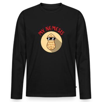 Cacahuète My Nemesis - Sensibilisation aux allergies alimentaires Cacahuète - T-shirt manches longues Premium bio Homme - noir - Devant - Nico (187cm)