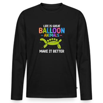 Balloon Animal Party Balloon Artist - Men's Premium Organic Long Sleeve Shirt - black - Front - Nico (187cm)