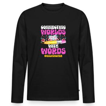 Professeur d’anglais langue seconde langue étrangère - T-shirt manches longues Premium bio Homme - noir - Devant - Nico (187cm)