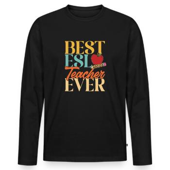 Professeur d’anglais langue seconde langue étrangère - T-shirt manches longues Premium bio Homme - noir - Devant - Nico (187cm)