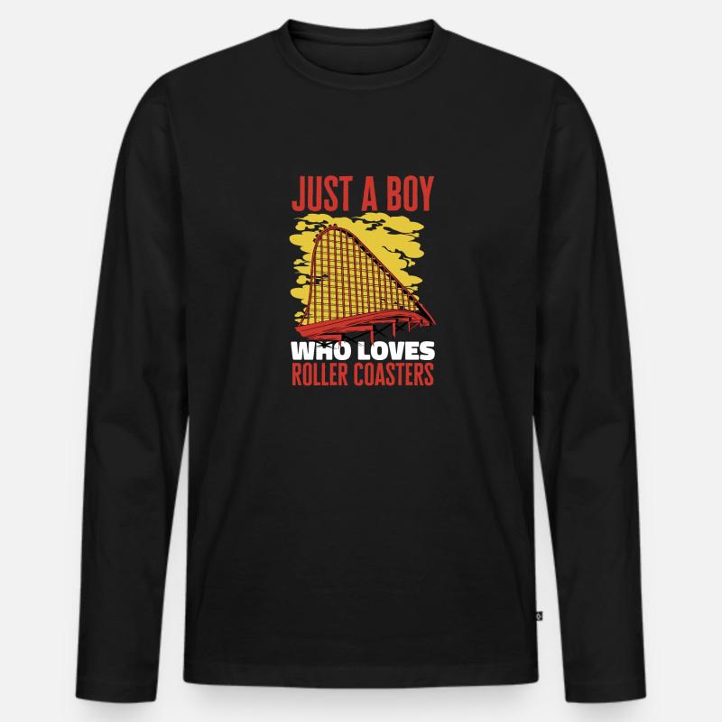 Achterbahn Rollercoaster Freizeitpark - Männer Premium Bio Langarmshirt - Schwarz