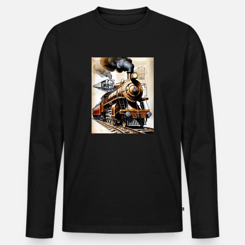 Zug #1 - Männer Premium Bio Langarmshirt - Schwarz