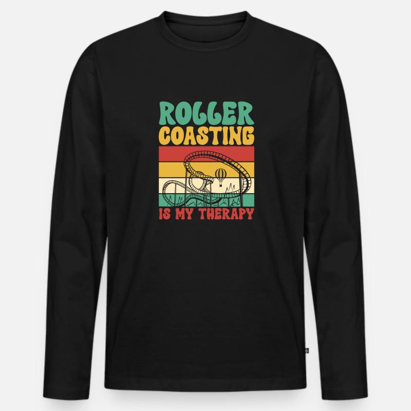 Achterbahn Rollercoaster Freizeitpark - Männer Premium Bio Langarmshirt - Schwarz