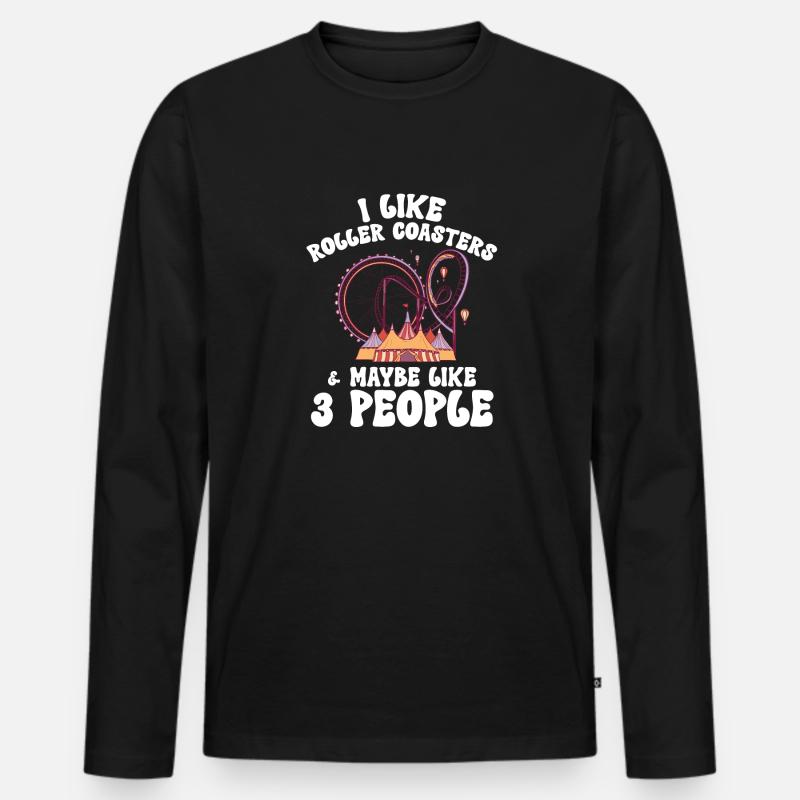 Achterbahn Rollercoaster Freizeitpark - Männer Premium Bio Langarmshirt - Schwarz