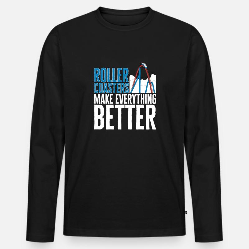 Achterbahn Rollercoaster Freizeitpark - Männer Premium Bio Langarmshirt - Schwarz