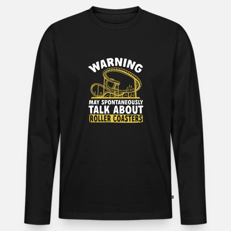 Achterbahn Rollercoaster Freizeitpark - Männer Premium Bio Langarmshirt - Schwarz