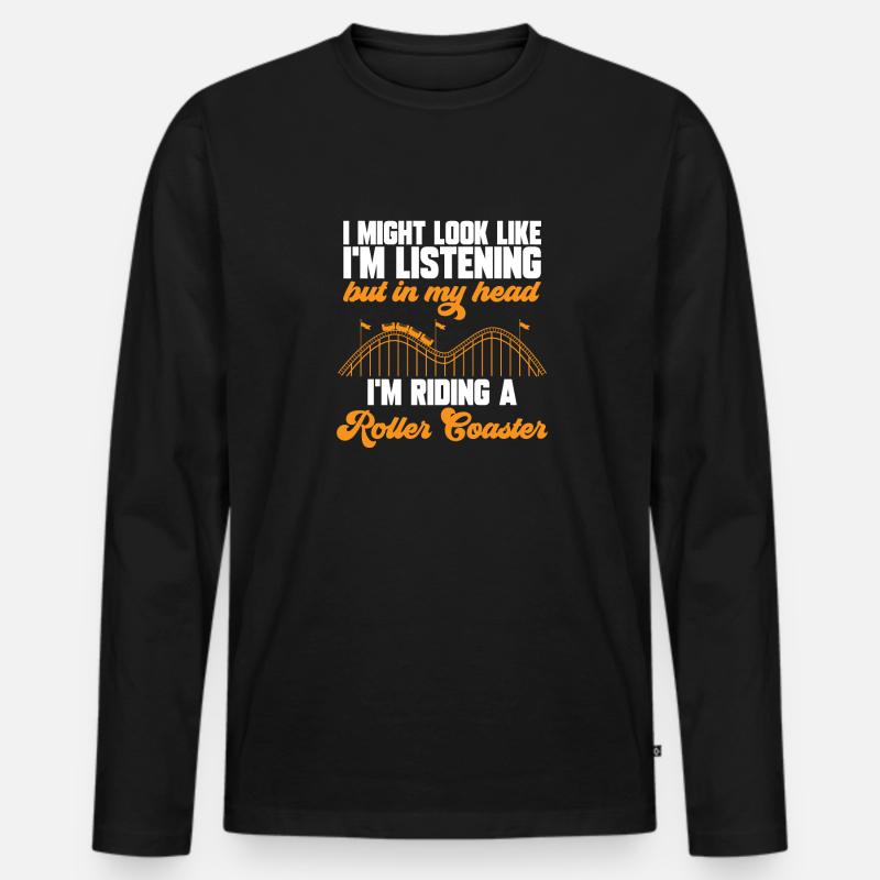 Achterbahn Rollercoaster Freizeitpark - Männer Premium Bio Langarmshirt - Schwarz
