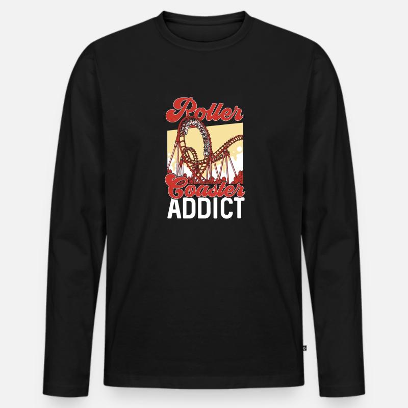 Achterbahn Rollercoaster Freizeitpark - Männer Premium Bio Langarmshirt - Schwarz