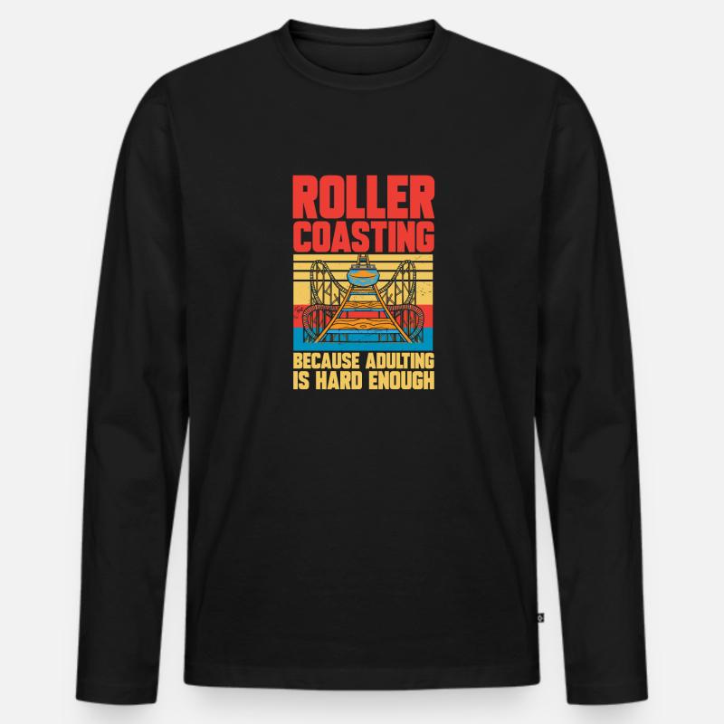 Achterbahn Rollercoaster Freizeitpark - Männer Premium Bio Langarmshirt - Schwarz