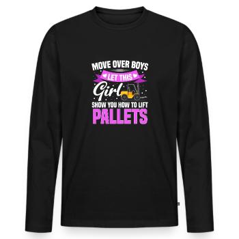 Let This Girl Show How To Lift Pallets Forklift Dr - Men's Premium Organic Long Sleeve Shirt - black - Front - Nico (187cm)