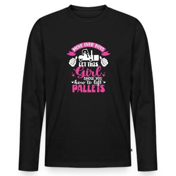 This Girl Show How To Lift Pallets Women Forklift - Men's Premium Organic Long Sleeve Shirt - black - Front - Nico (187cm)