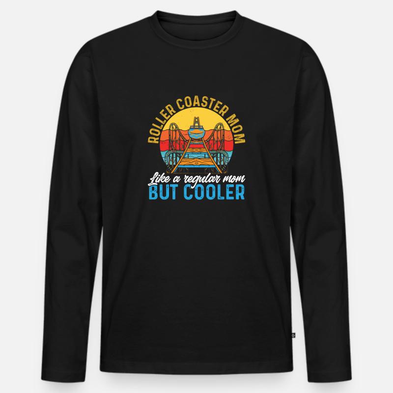 Achterbahn Rollercoaster Freizeitpark - Männer Premium Bio Langarmshirt - Schwarz
