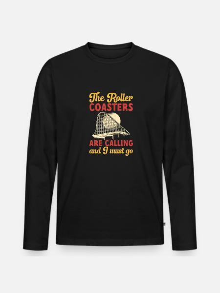 Achterbahn Rollercoaster Freizeitpark - Männer Premium Bio Langarmshirt - Schwarz