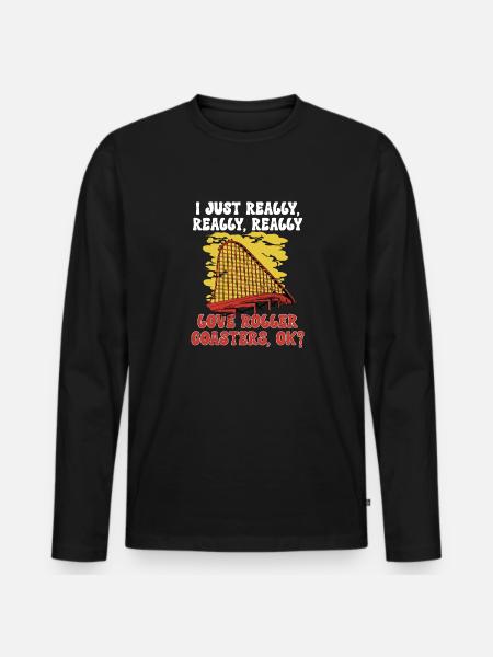 Achterbahn Rollercoaster Freizeitpark - Männer Premium Bio Langarmshirt - Schwarz