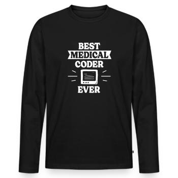 Spécialiste du codage de codeur médical - T-shirt manches longues Premium bio Homme - noir - Devant - Nico (187cm)