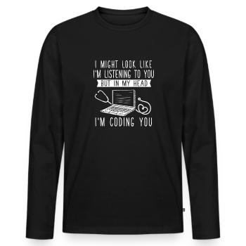 Spécialiste du codage de codeur médical - T-shirt manches longues Premium bio Homme - noir - Devant - Nico (187cm)