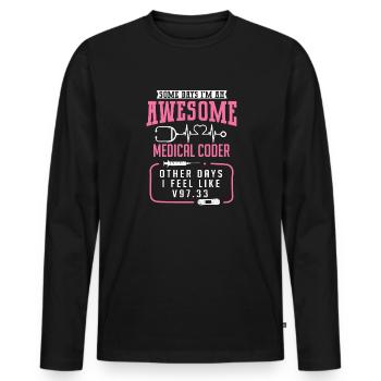 Spécialiste du codage de codeur médical - T-shirt manches longues Premium bio Homme - noir - Devant - Nico (187cm)