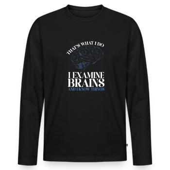 Neurologie, Infirmière, Cerveau, Neurologue - T-shirt manches longues Premium bio Homme - noir - Devant - Nico (187cm)
