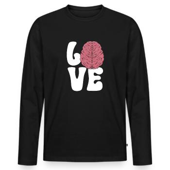 Neurologie, Infirmière, Cerveau, Neurologue - T-shirt manches longues Premium bio Homme - noir - Devant - Nico (187cm)