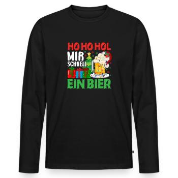 Bier Weihnachten Weihnachtsfeier Geschenke - Männer Premium Bio Langarmshirt - Schwarz - Vorne - Nico (187cm)