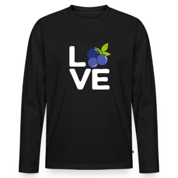Blueberry, Fruit, Blueberry - Men's Premium Organic Long Sleeve Shirt - black - Front - Nico (187cm)