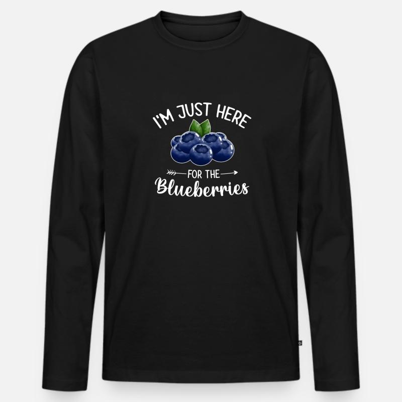 Heidelbeere Frucht Blaubeere - Männer Premium Bio Langarmshirt - Schwarz