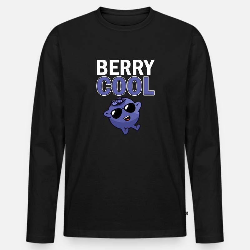 Heidelbeere Frucht Blaubeere - Männer Premium Bio Langarmshirt - Schwarz