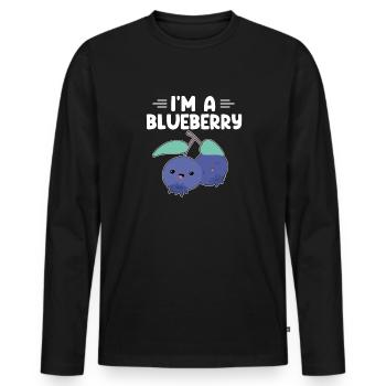 Blueberry, Fruit, Blueberry - Men's Premium Organic Long Sleeve Shirt - black - Front - Nico (187cm)