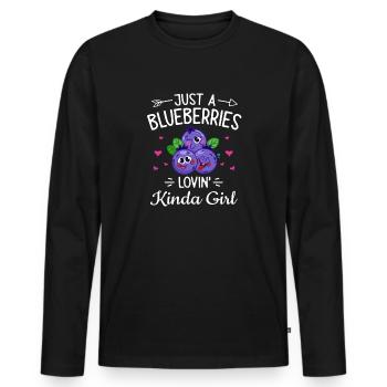 Blueberry, Fruit, Blueberry - Men's Premium Organic Long Sleeve Shirt - black - Front - Nico (187cm)
