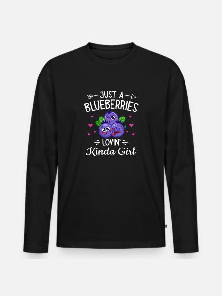 Heidelbeere Frucht Blaubeere - Männer Premium Bio Langarmshirt - Schwarz