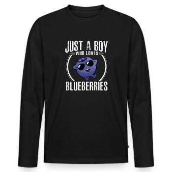 Blueberry, Fruit, Blueberry - Men's Premium Organic Long Sleeve Shirt - black - Front - Nico (187cm)