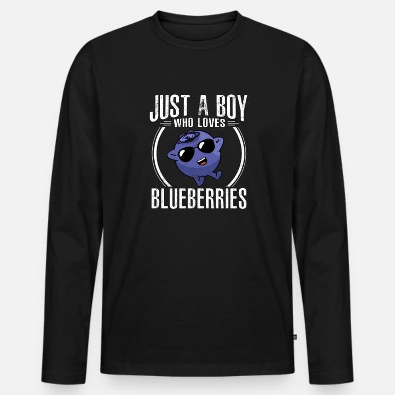 Heidelbeere Frucht Blaubeere - Männer Premium Bio Langarmshirt - Schwarz