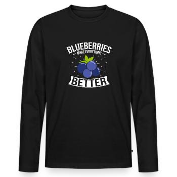 Blueberry, Fruit, Blueberry - Men's Premium Organic Long Sleeve Shirt - black - Front - Nico (187cm)