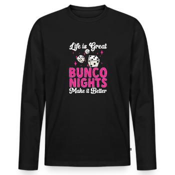Bunco Dice Game - Men's Premium Organic Long Sleeve Shirt - black - Front - Nico (187cm)