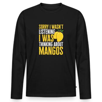 Mango Fruit Mango - Men's Premium Organic Long Sleeve Shirt - black - Front - Nico (187cm)