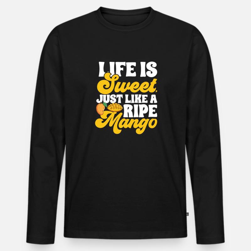 Mango Frucht Mango - Männer Premium Bio Langarmshirt - Schwarz