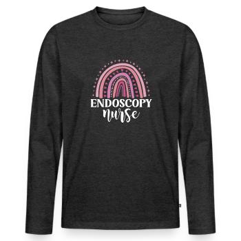 Gastro-entérologie Endoscopie Coloscopie - T-shirt manches longues Premium bio Homme - anthracite chiné - Devant - Nico (187cm)