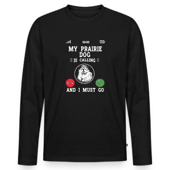 Chien de prairie - T-shirt manches longues Premium bio Homme - noir - Devant - Nico (187cm)
