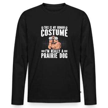 Chien de prairie - T-shirt manches longues Premium bio Homme - noir - Devant - Nico (187cm)