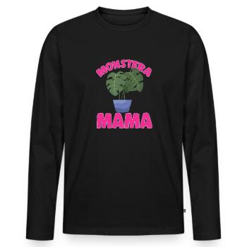 Monstera Deliciosa Albo Botanical Houseplant - Men's Premium Organic Long Sleeve Shirt - black - Front - Nico (187cm)